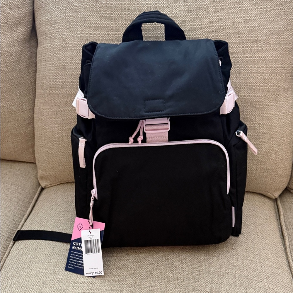 Vera Bradley Black  Utility Backpack with Pink Accents #30